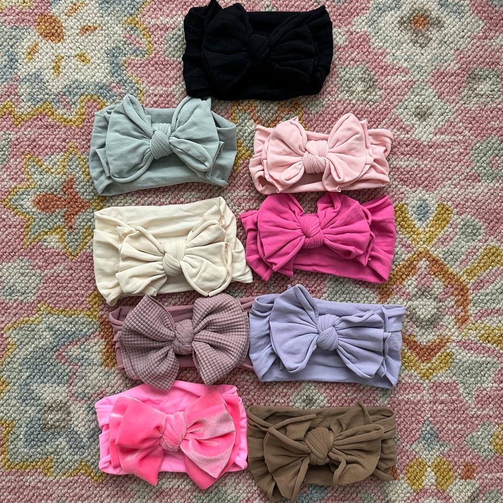 Lot of 9 Baby Bling Bows